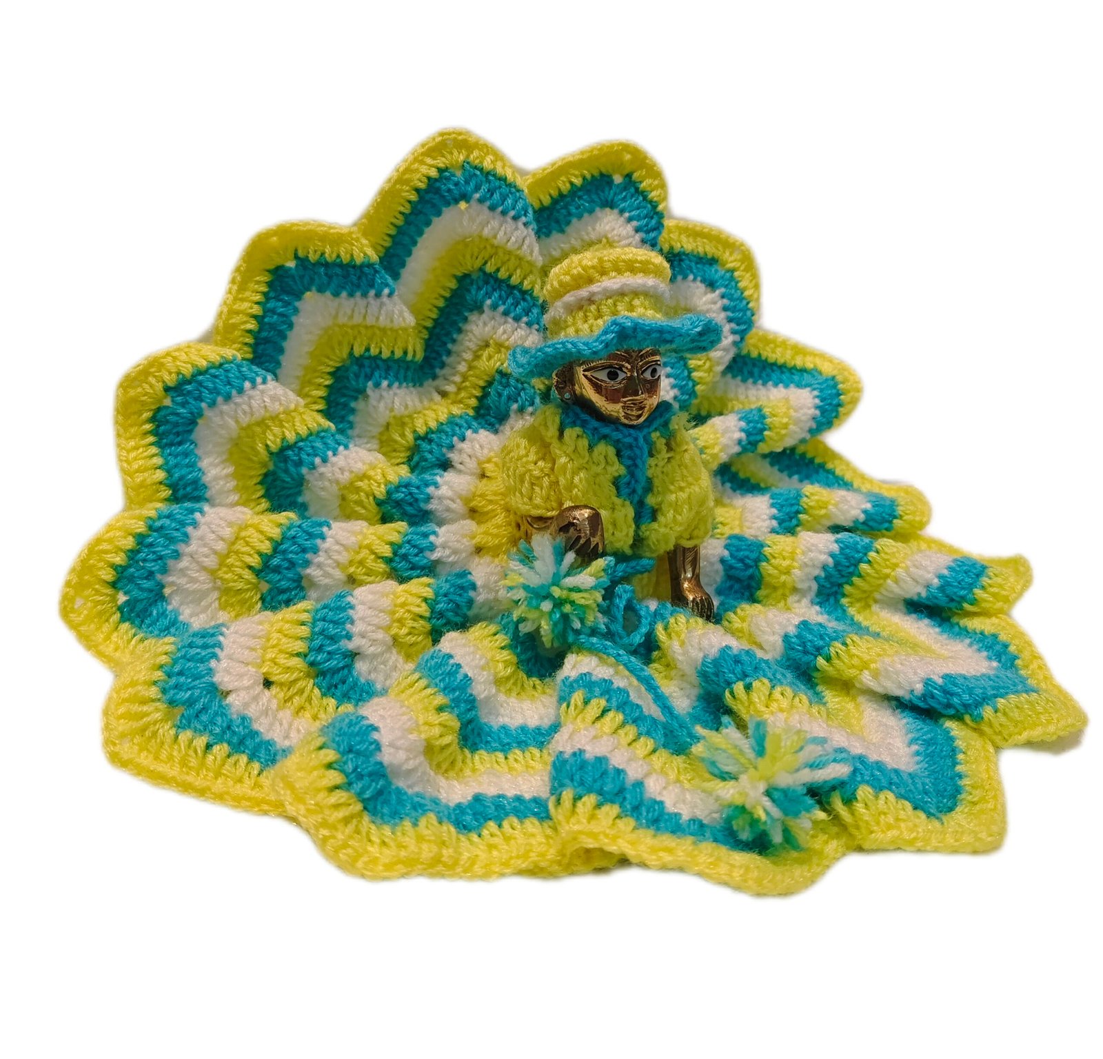 zigzag pattern trendy woolen poshak for laddu gopal with cap 3 zigzag pattern trendy woolen poshak for laddu gopal with cap - Image 3