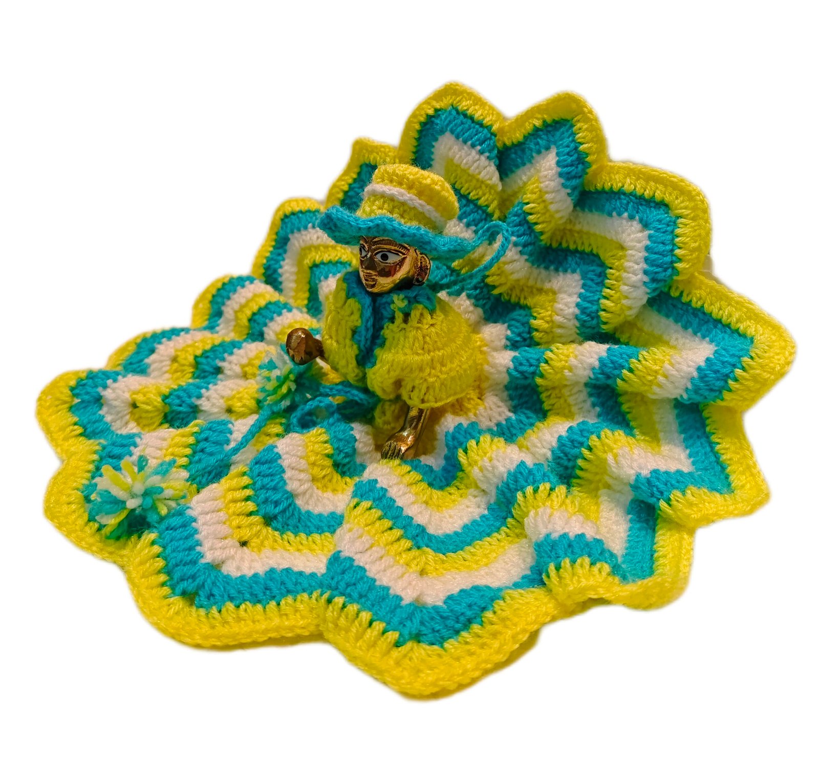 zigzag pattern trendy woolen poshak for laddu gopal with cap 2 zigzag pattern trendy woolen poshak for laddu gopal with cap - Image 2