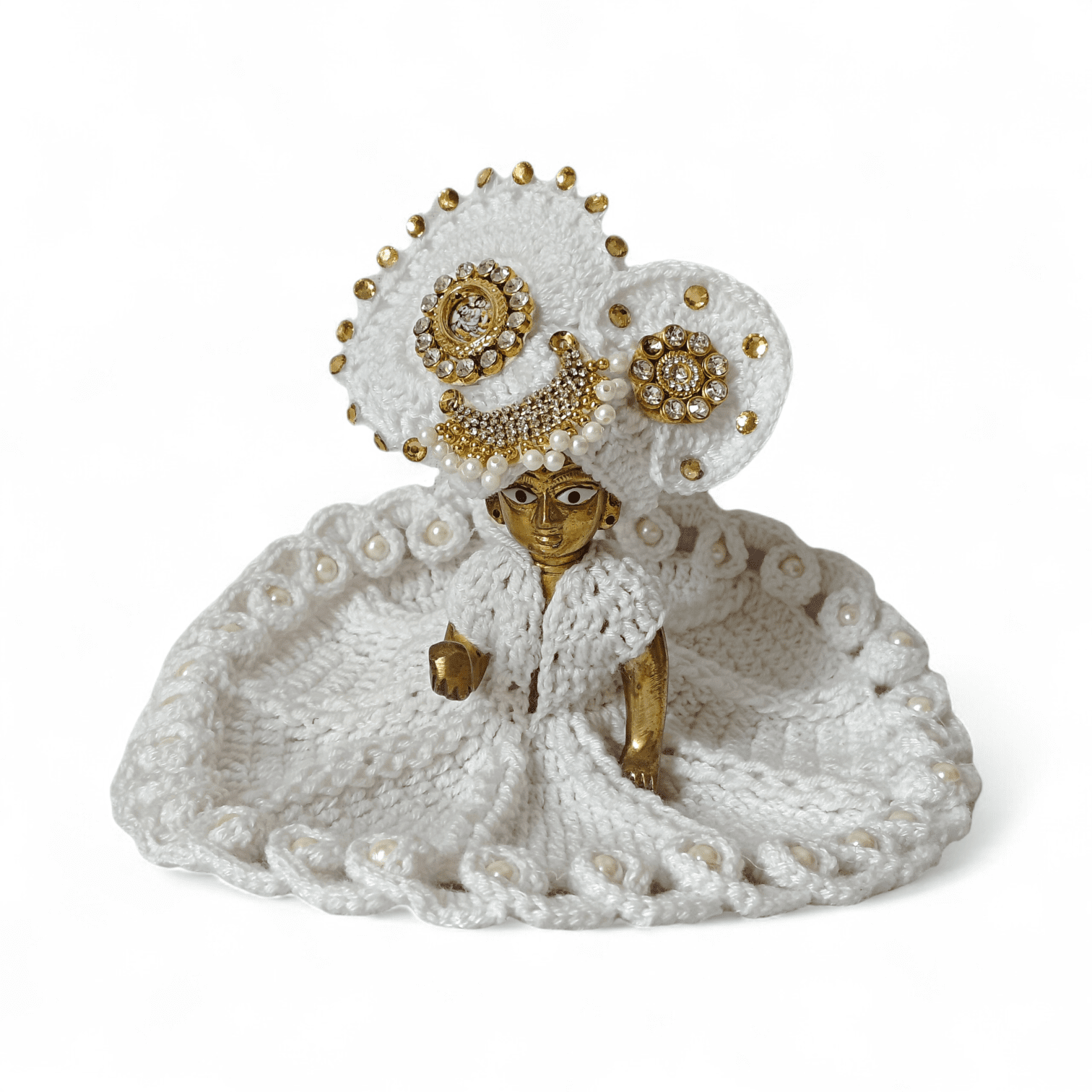 Stunning Woolen Dress for Laddu Gopal Ji with Pearl-Studded Pagdi