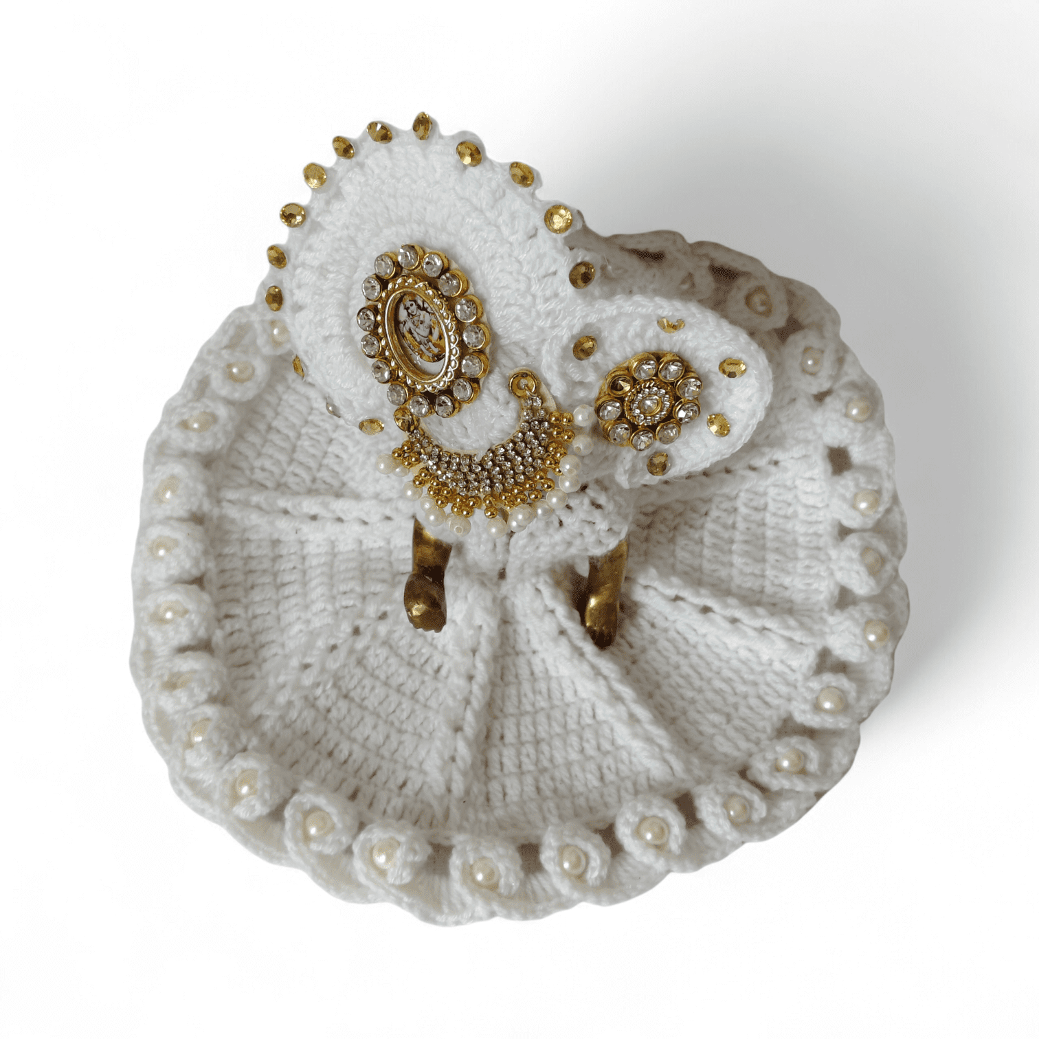 Stunning Woolen Dress for Laddu Gopal Ji with Pearl-Studded Pagdi 3 stunning-whte-woolendress