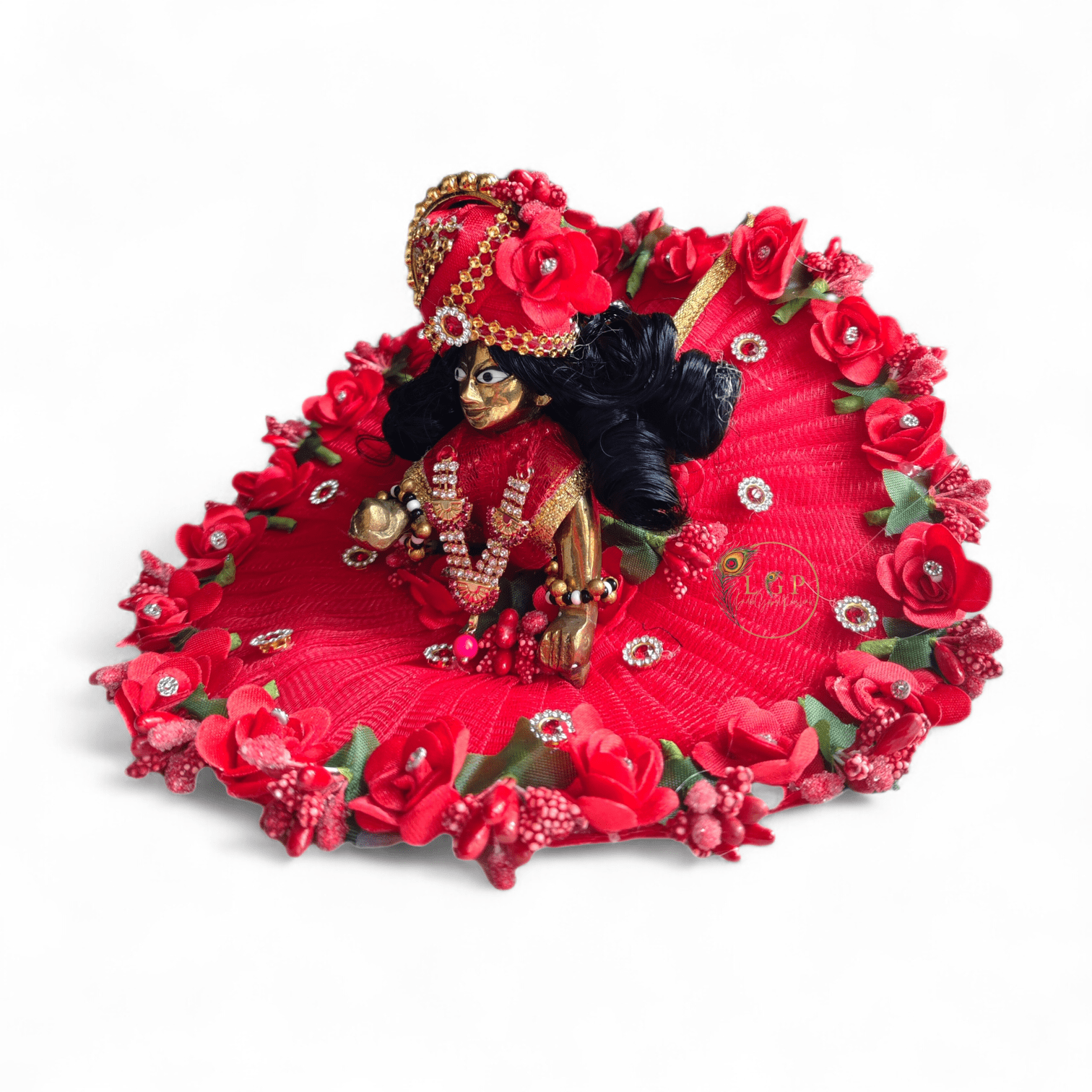 Royal red floral laddu gopal dress with matching pagdi 3 royal-red-floral-laddu-gopal-dress