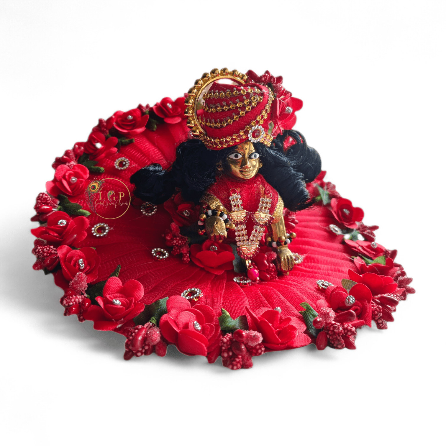 Royal red floral laddu gopal dress with matching pagdi 2 royal-red-floral-laddu-gopal-dress