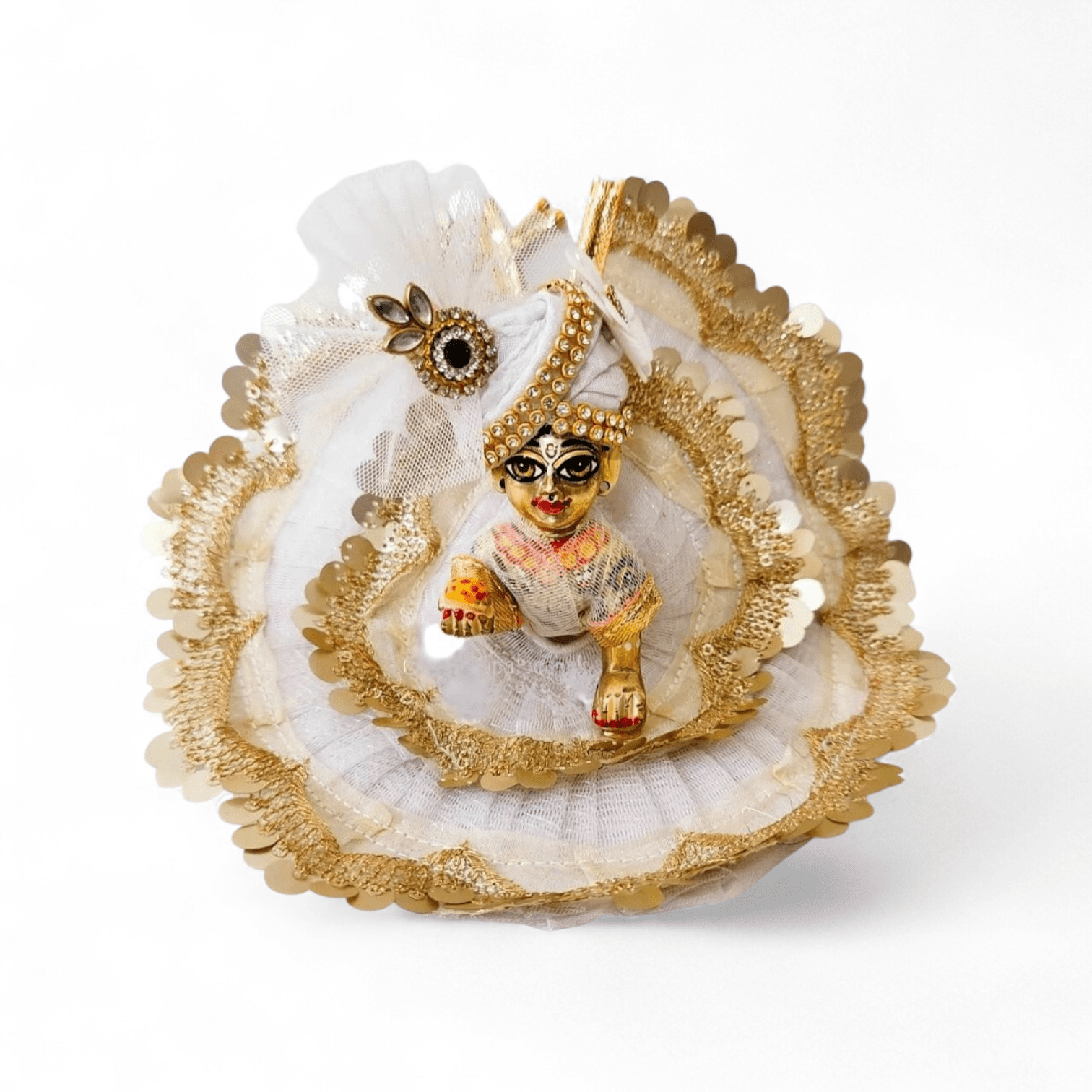 Breathtaking White Sequin Laddu Gopal Dress with Mukut 1 breathtaking-sequin-laddu-gopal-dress
