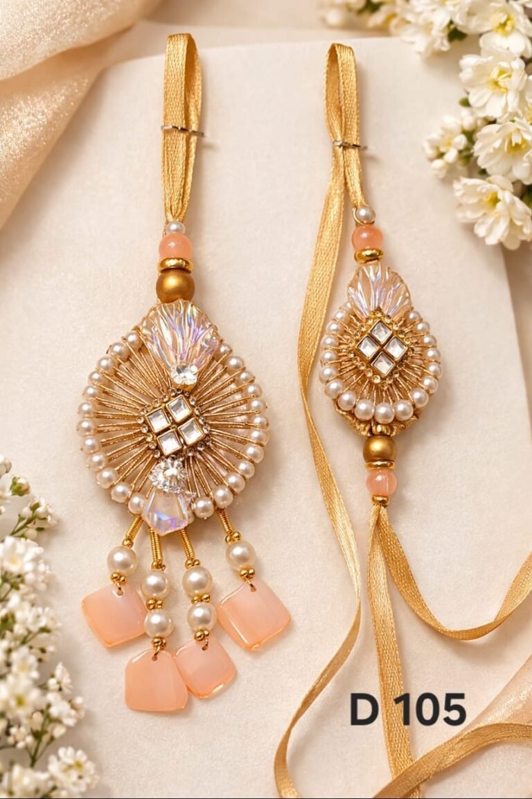 Designer Rose Pink Couple Rakhi Set
