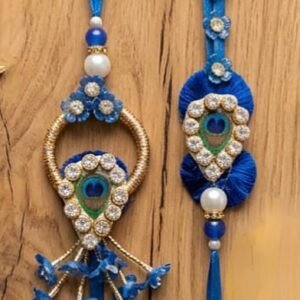 Blue Peacock Bhaiya Bhabhi Rakhi Set