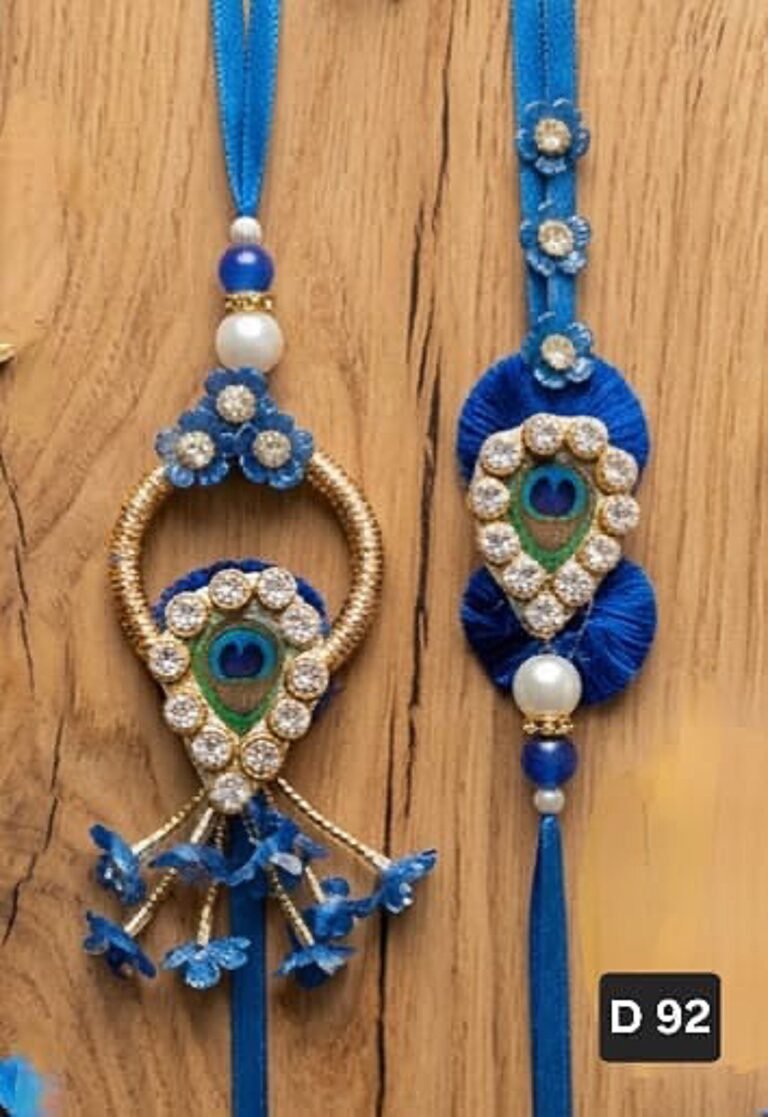 Blue Peacock Bhaiya Bhabhi Rakhi Set