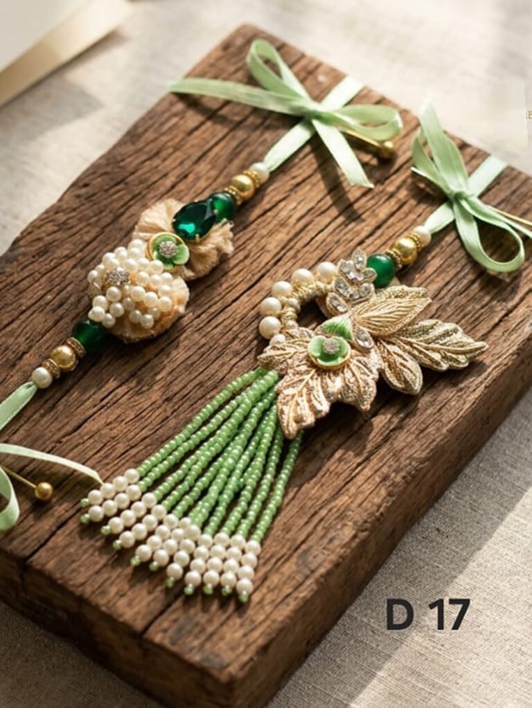 Exclusive Zardosi Work Bhaiya Bhabhi Rakhi Set